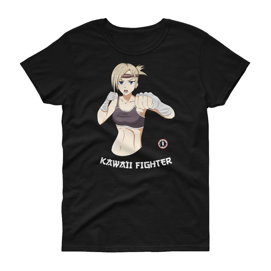 AT2600A Anime Girl "Kawaii Fighter" Martial Arts T-Shirt black