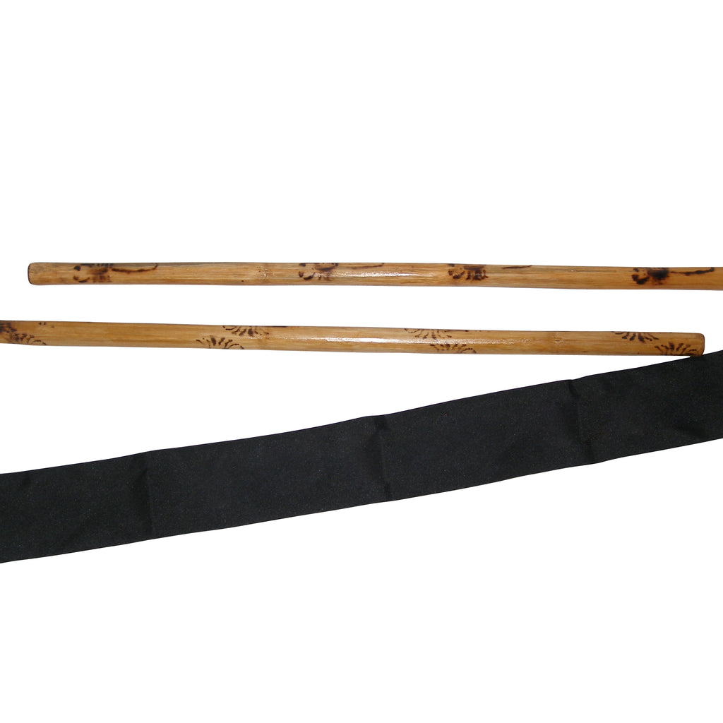 Escrima Kali Arnis Rattan Stick Set Burned No Skin (2 sticks+case) 28