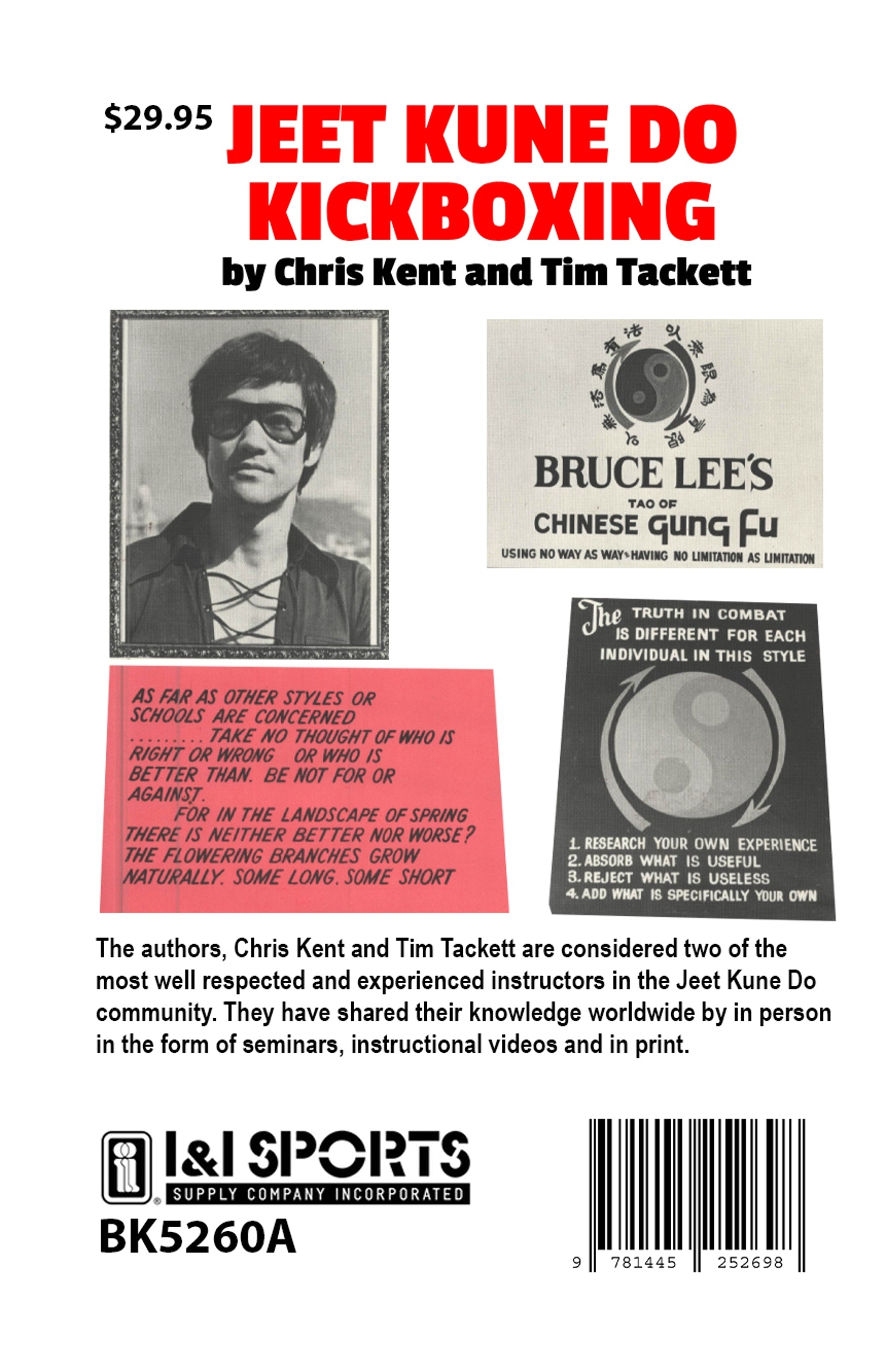 Jeet Kune Do Kickboxing Book Chris Kent & Tim Tackett, Bruce Lee Jun Fan