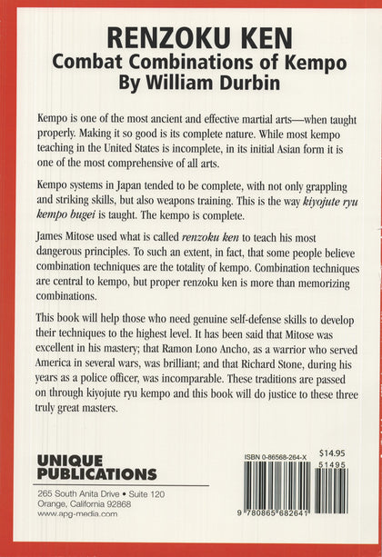 Renzoku Ken Combat Kiyojute Ryu Kempo Karate book William Durbin James Mitose