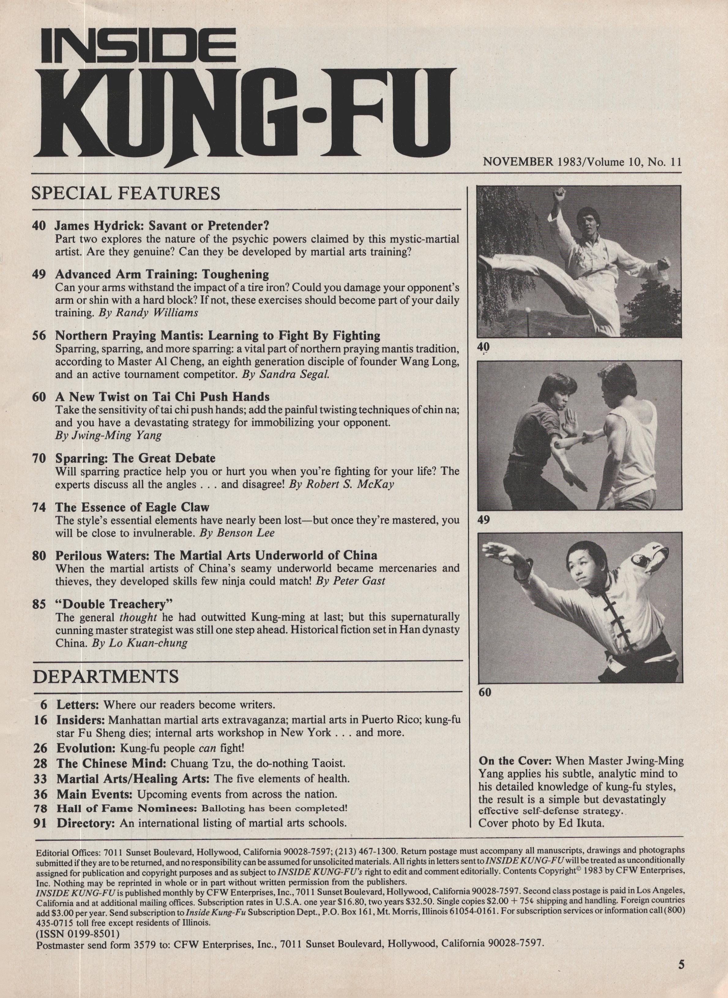 Inside Kung Fu Magazine November 1983 83/11   *COLLECTIBLE*