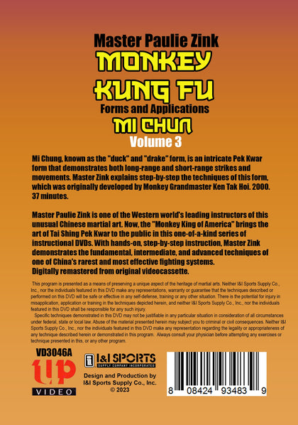 Monkey Kung Fu #3: Forms Applications Mi Chung DVD Paulie Zink