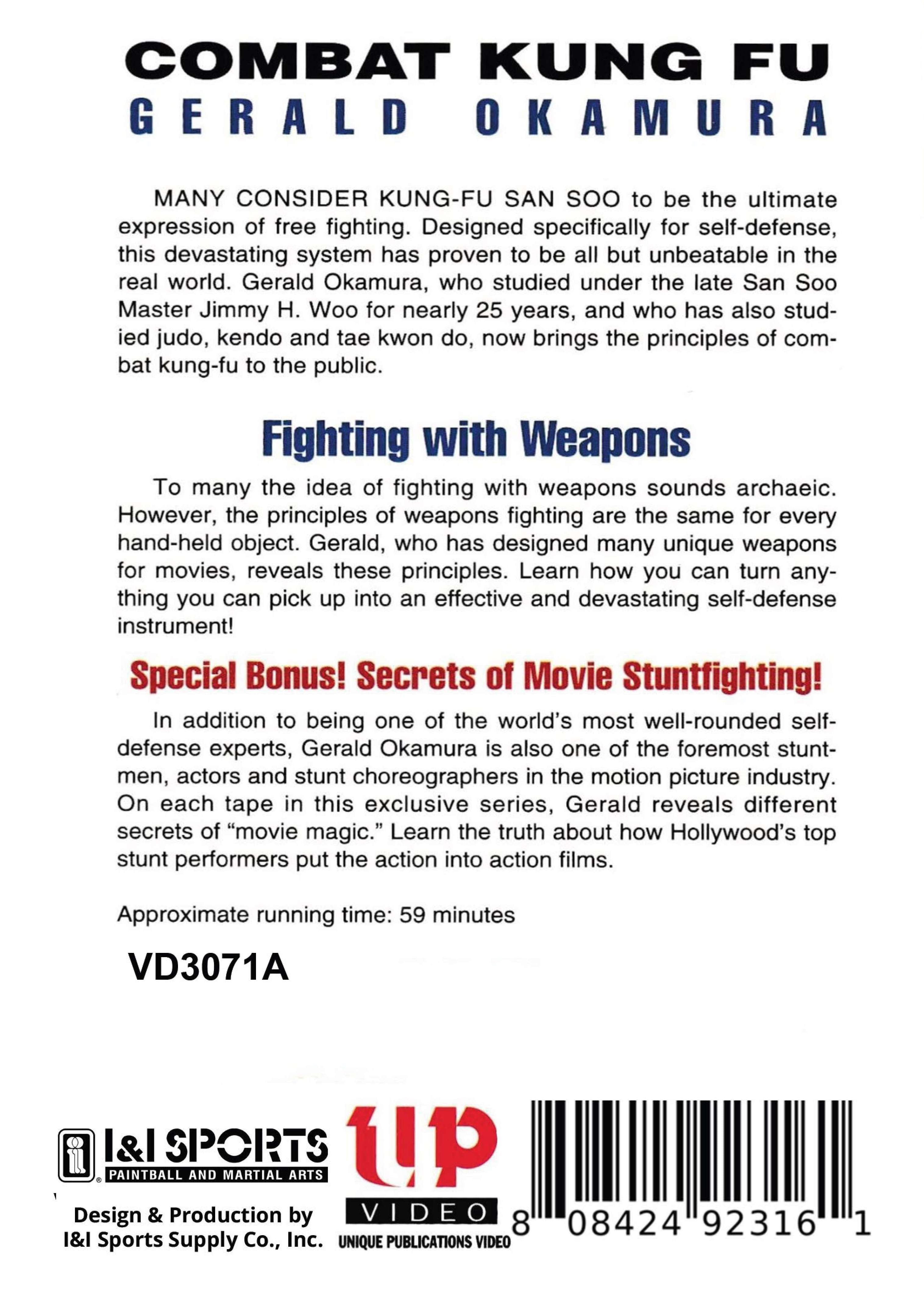 Combat Kung Fu San Soo: Fighting with Weapons + movie stunts DVD Gerald Okamura