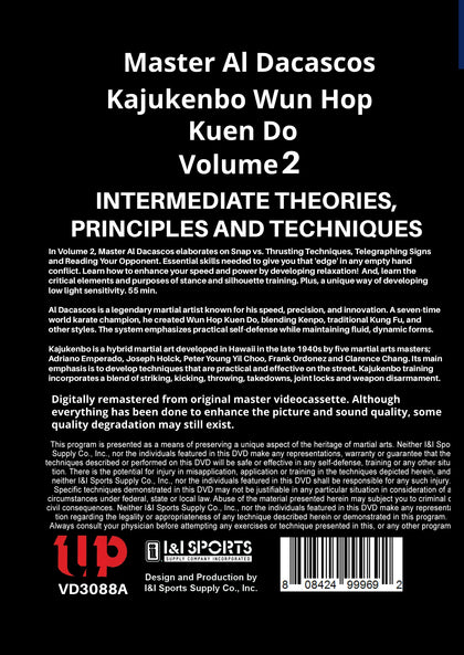 Kajukenbo Wun Hop Kuen Do #2  Intermediate Theories Principles Techniques DVD Al Dacascos