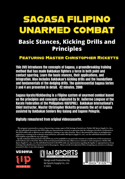 Sagasa Filipino Unarmed Combat Martial Arts #1 Basics DVD Christopher Ricketts