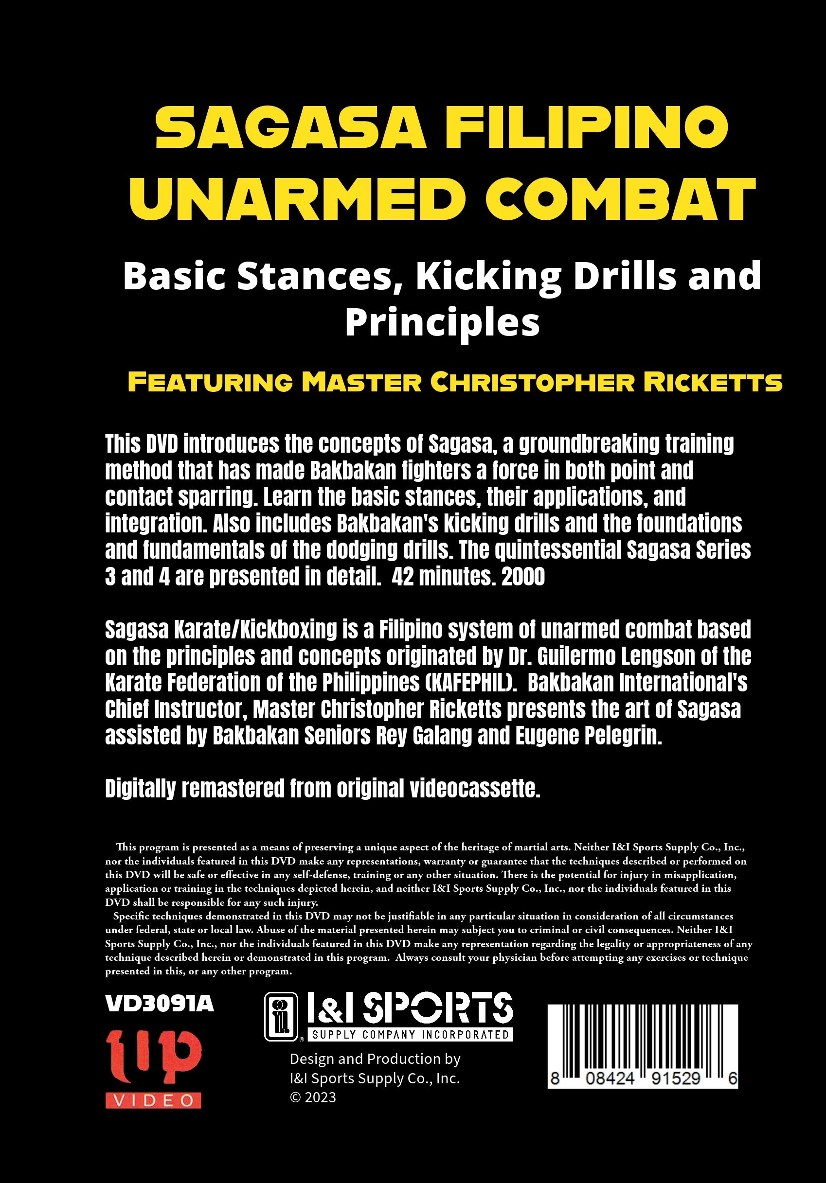 2 DVD Set Sagasa Filipino Unarmed Combat Principles & Training - Christopher Ricketts