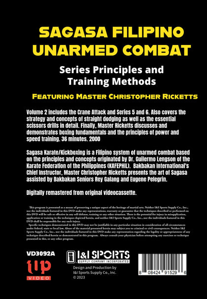 Sagasa Filipino Unarmed Combat Martial Arts #2 Training DVD Christopher Ricketts