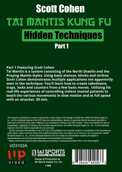 2 DVD Set Tai Mantis Kung Fu Hidden Techniques & No Holds Barred Combat - Scott Cohen