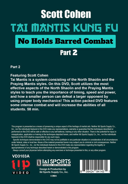 Tai Mantis Kung Fu #2 No Holds Barred Combat DVD Scott Cohen