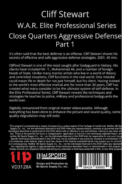W.A.R. Elite Professional Bodyguard #6 Close Quarters Aggressive Defense Part 1 DVD Cliff Stewart