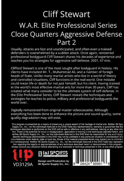 W.A.R. Elite Professional Bodyguard #7 Close Quarters Aggressive Defense Part 2 DVD Cliff Stewart