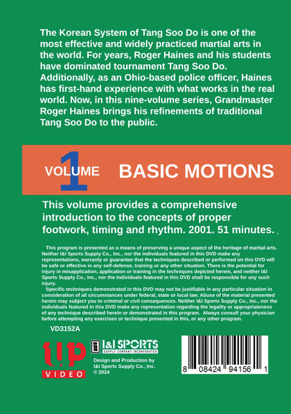 Tang Soo Do & Beyond #1 Basic Motions DVD Roger Haines