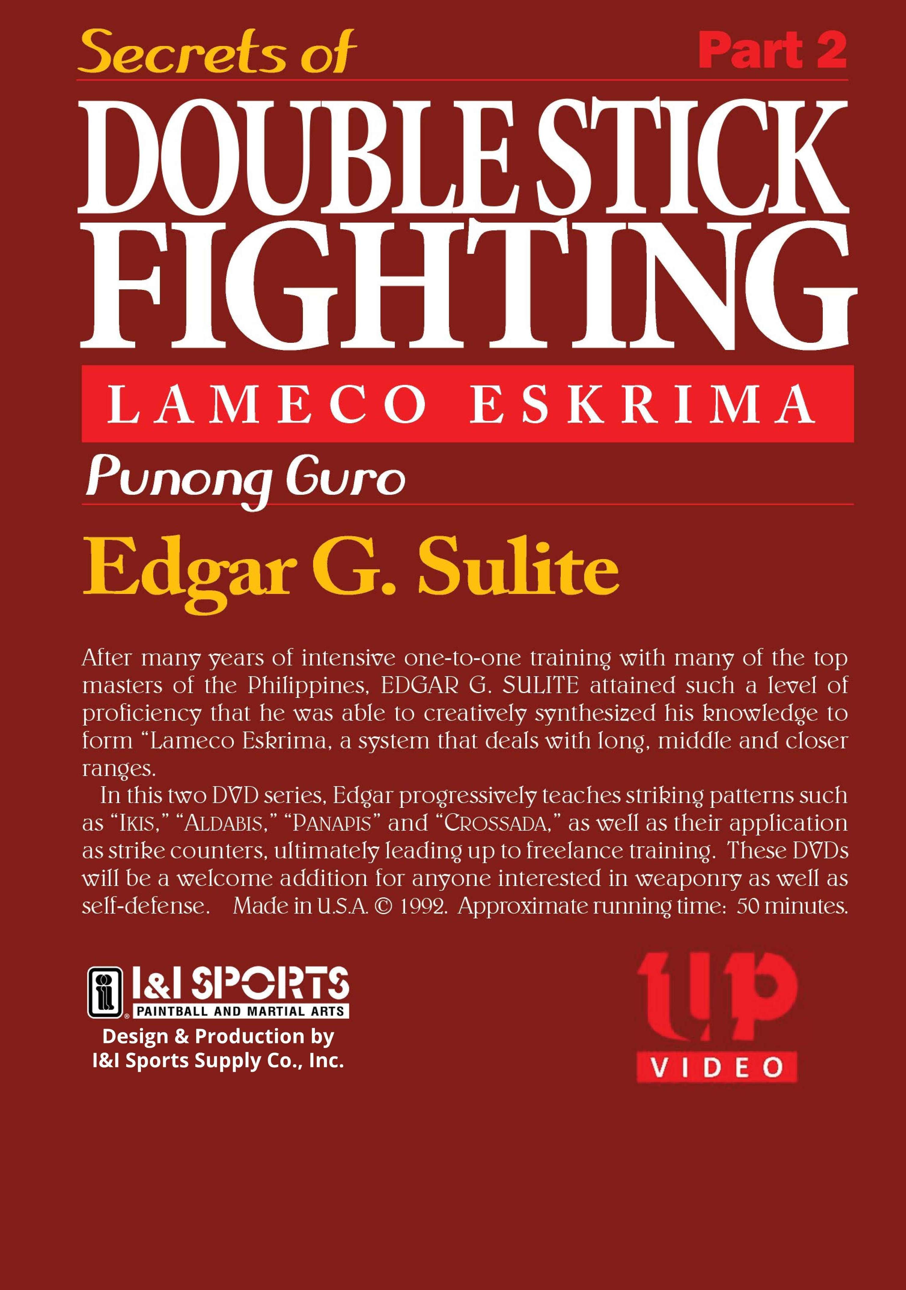 2 DVD Set Lameco Eskrima Secrets Double Stick Fighting Martial Arts Edgar Sulite