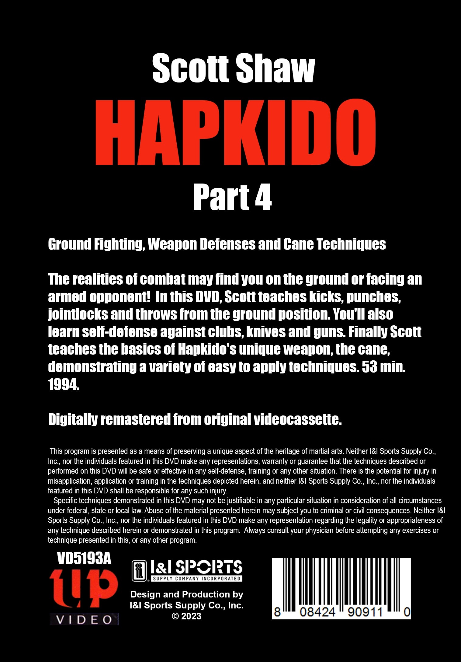 Korean Hapkido Martial Arts #4 Ground Fighting Weapon Defenses & Cane DVD Scott Shaw