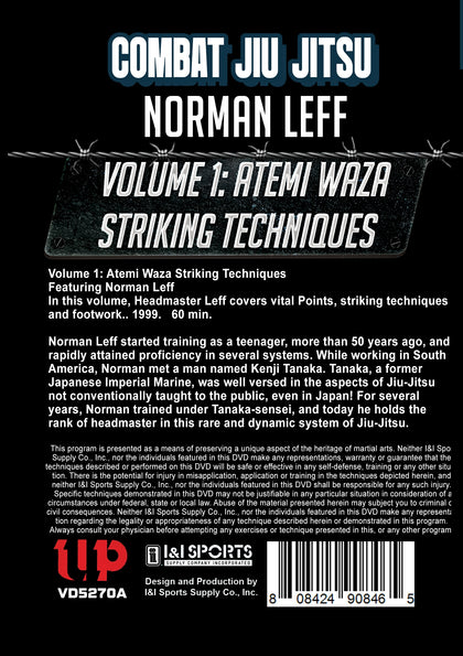 Combat Jiu Jitsu #1 Striking Techniques DVD Norman Leff