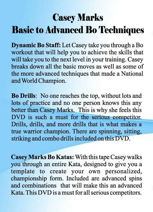3 DVD Set Female Women Tournament Karate Bo Staff Training - Casey Marks