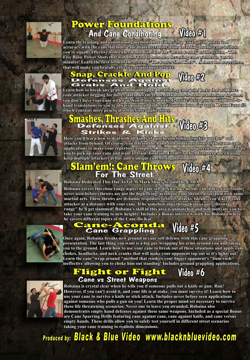 6 DVD Set Complete Cane Self Defense Training Series - GM Joe Robaina