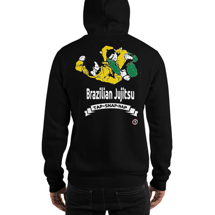 AT1105A Brazilian Jiu Jitsu 'Tap Snap Nap' Hoodie Black Sweatshirt