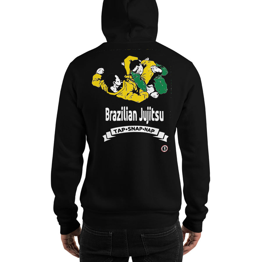 AT1105A Brazilian Jiu Jitsu 'Tap Snap Nap' Hoodie Black Sweatshirt