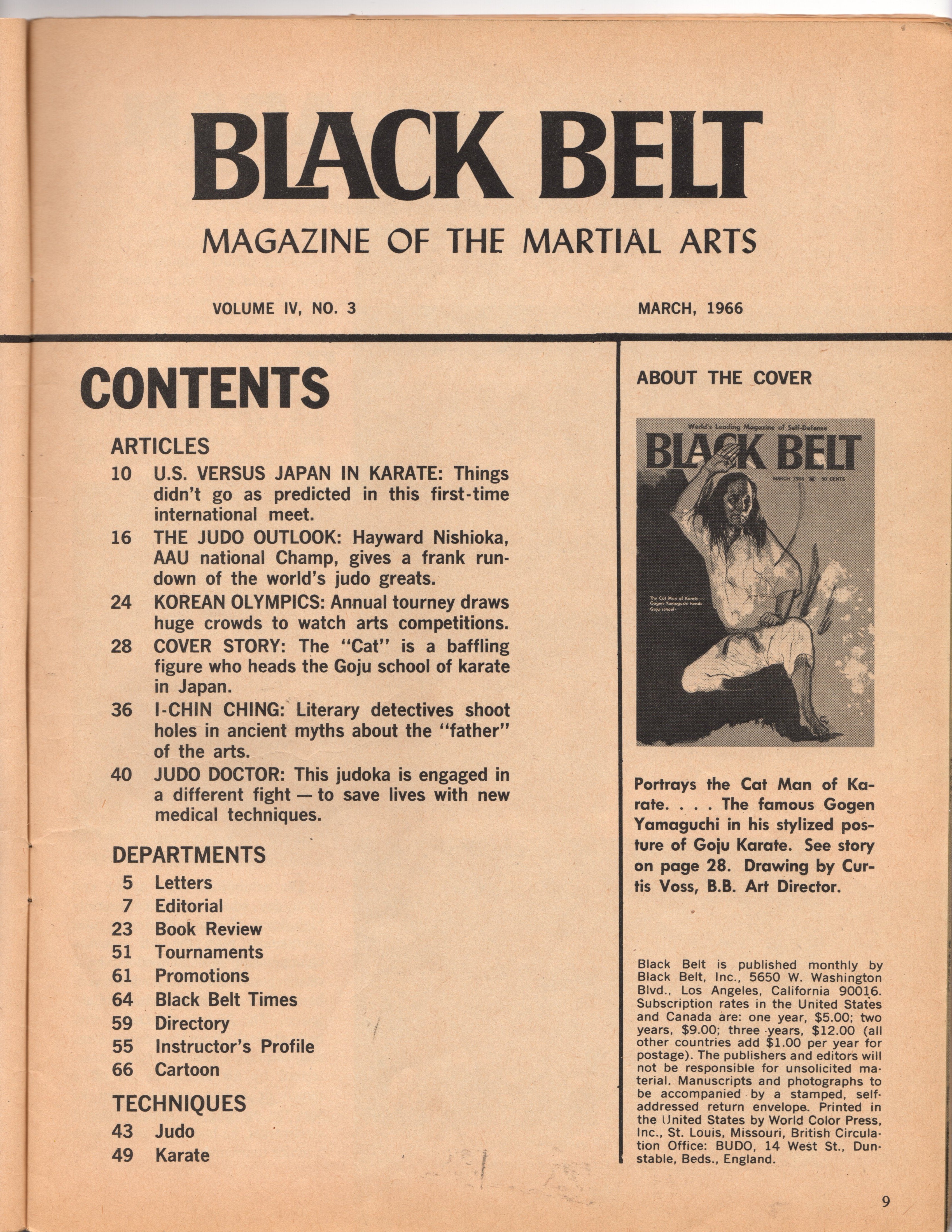 Black Belt Magazine March 1966 Volume 4 #3   *COLLECTIBLE*