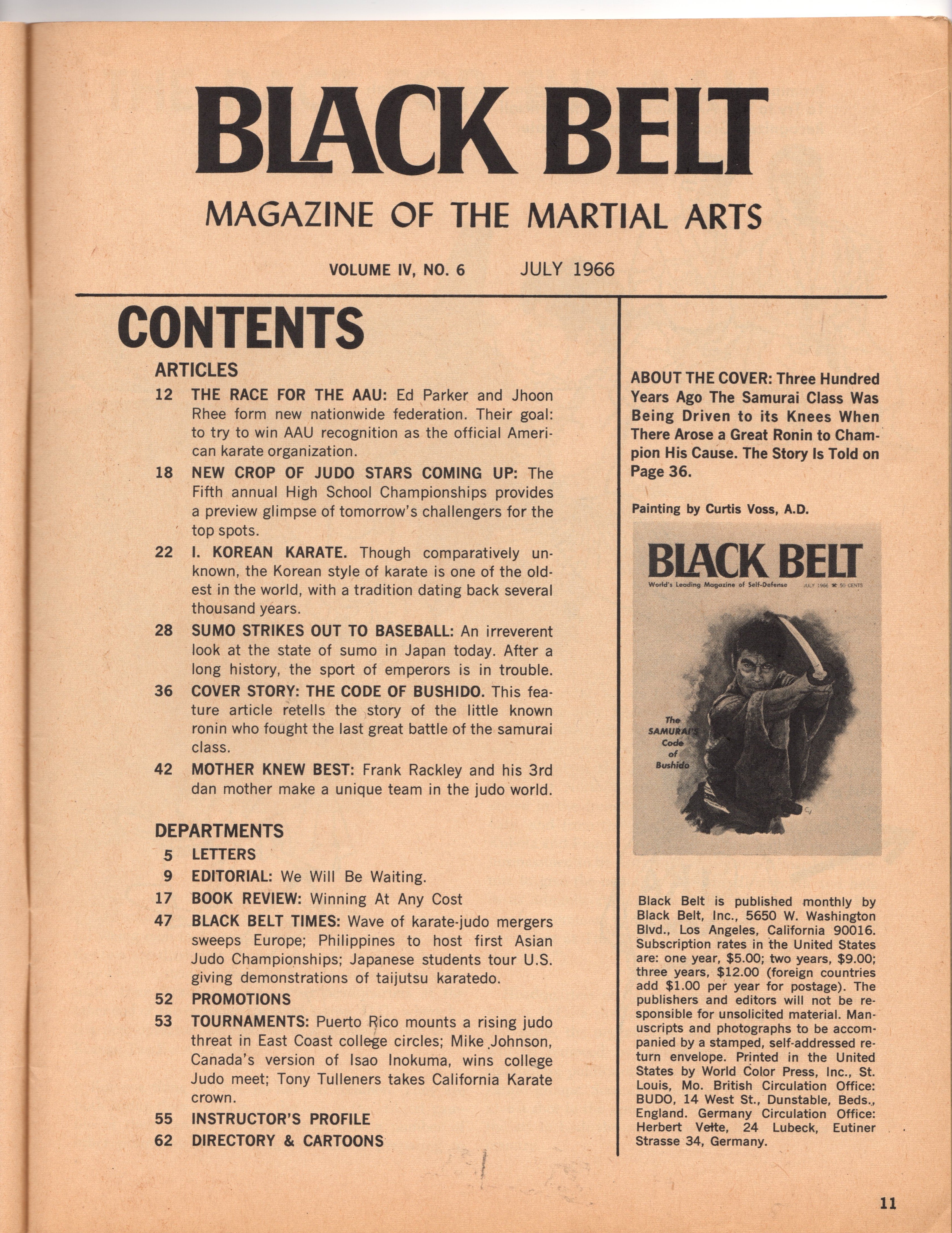 Black Belt Magazine July 1966 Volume 4 #7   *COLLECTIBLE*