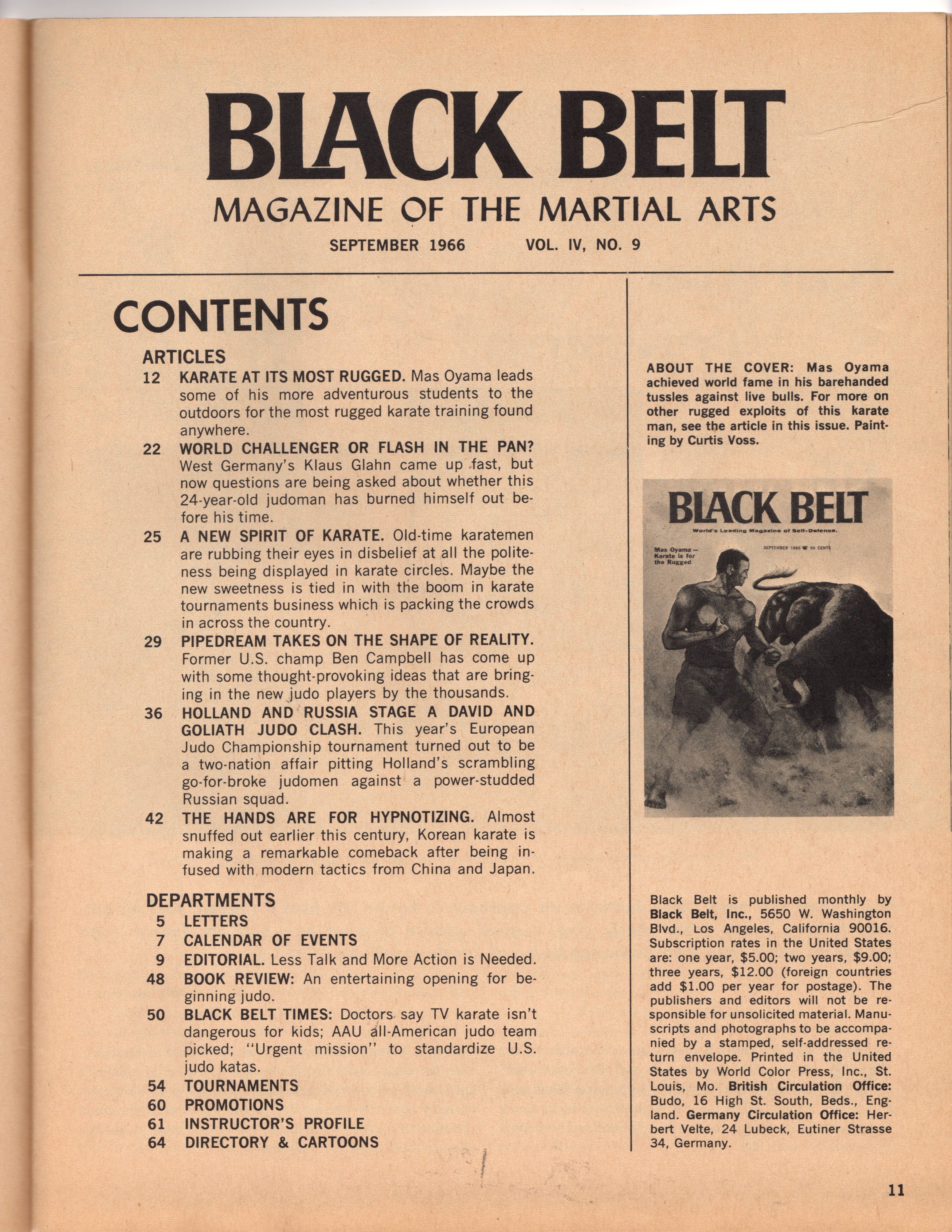 Black Belt Magazine September 1966 Volume 4 #9   *COLLECTIBLE*