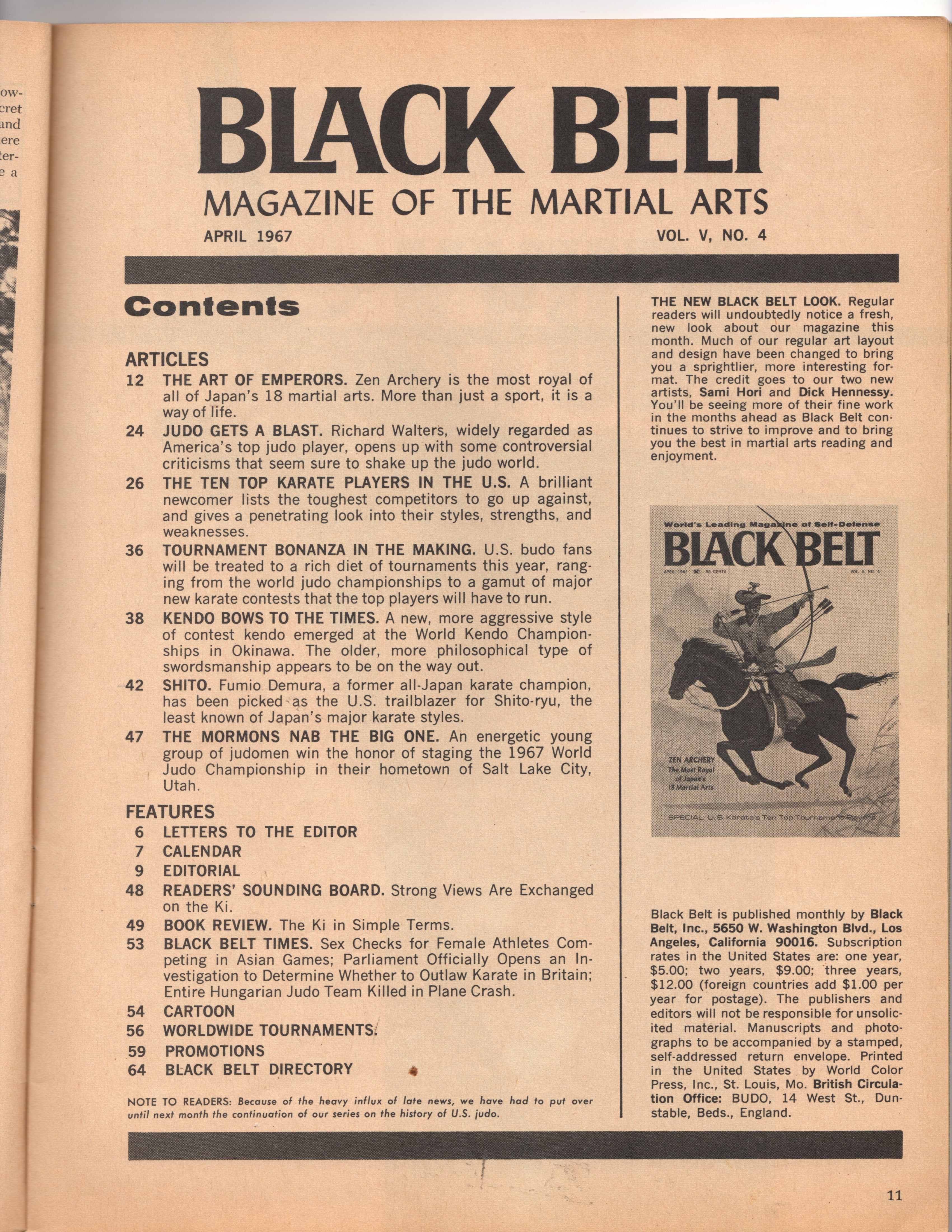 Black Belt Magazine April 1967 Volume 5 #4   *COLLECTIBLE*