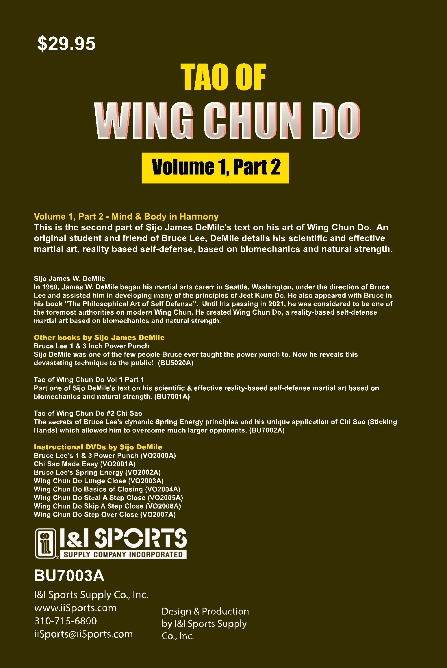 Tao of Wing Chun Do Vol 1 Part 2 Book James DeMile