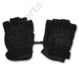 iiSports Paintball Airsoft Vented Armored Half Finger Leather Black Gloves