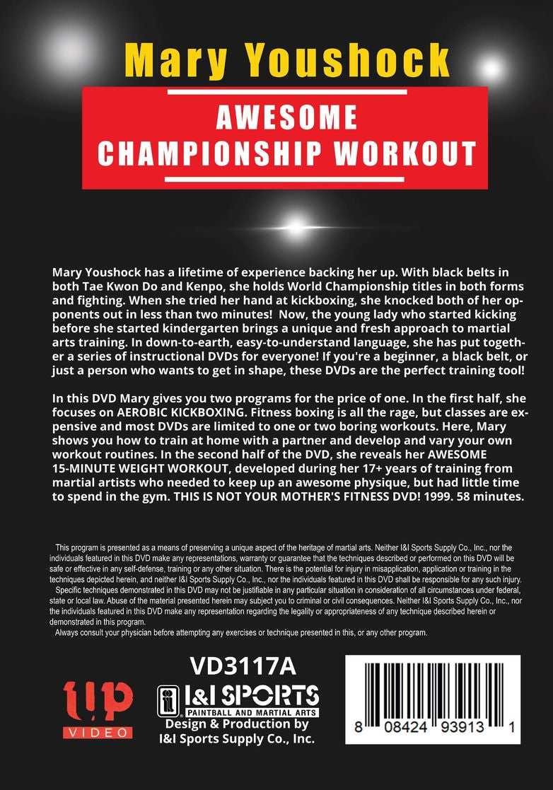 Awesome Championship Workout aerobic kickboxing 15min weights DVD Mary Youshock