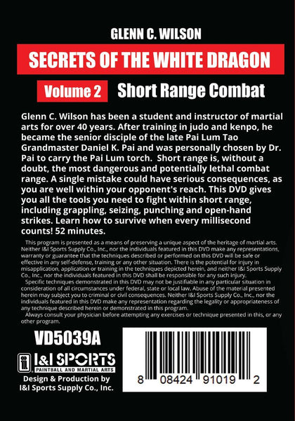 Secrets White Dragon Kung Fu #2: Short Range Combat DVD Glenn C Wilson Pai Lum Tao