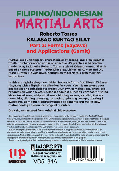 Kalasag Kuntao Silat Filipino Indonesian Martial Arts #2 Forms & Applications DVD Roberto Torres