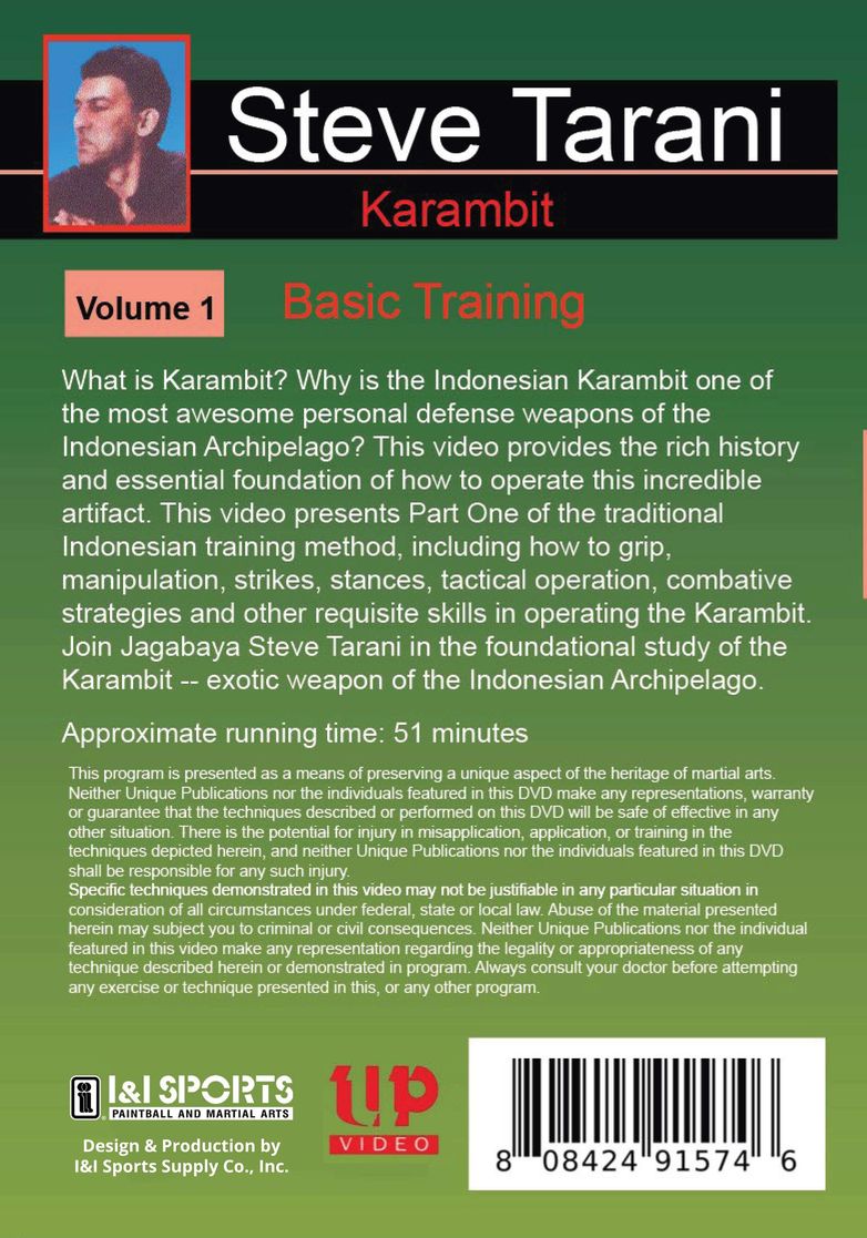 Indonesian Karambit Blade #1 Basic Training DVD Steve Tarani edged weapon