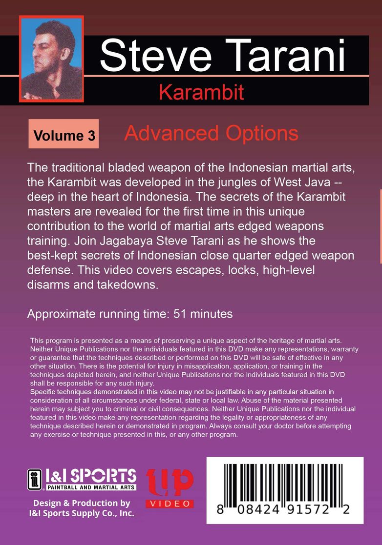Indonesian Karambit blade weapons #3 Advanced Options DVD Steve Tarani knife