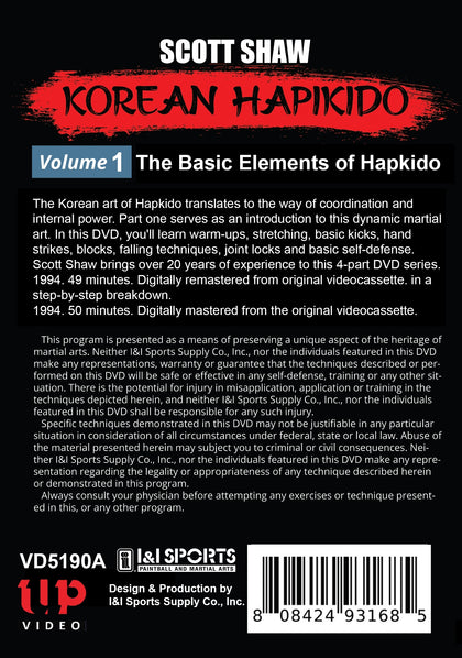 Korean Hapkido Martial Arts #1 Basic Elements DVD Scott Shaw