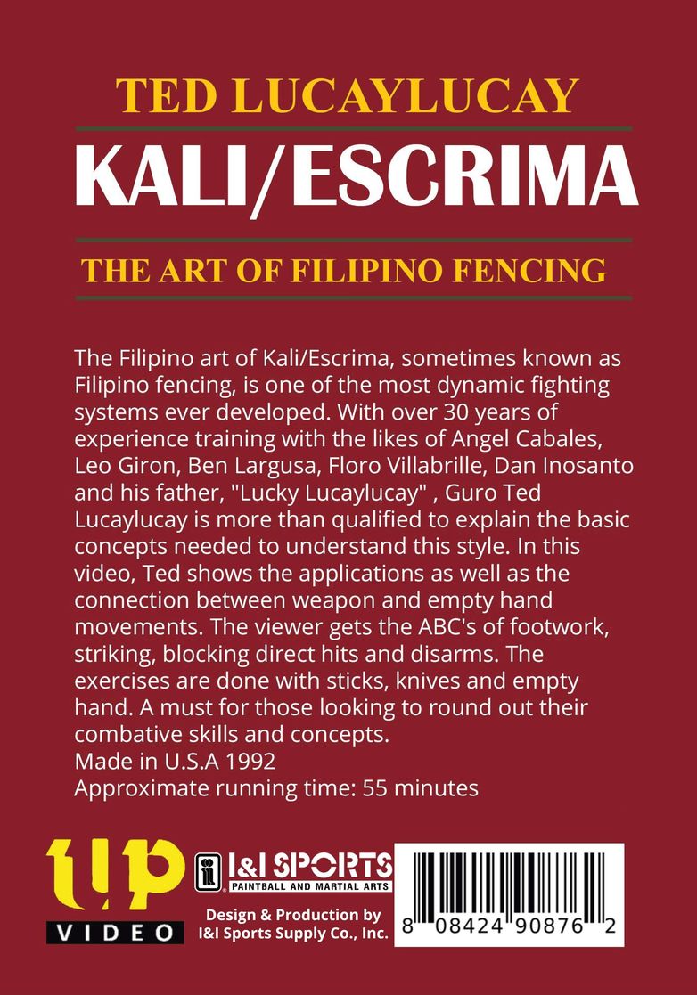 Kali Escrima Training Art Filipino Fencing stick fighting DVD Ted Lucaylucay