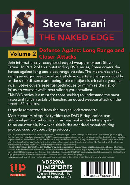 Naked Edge #2 Defense Against Long & Close Range Knife Attacks DVD Steve Tarani