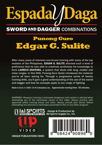 Espada Y Daga Sword & Dagger Lameco Eskrima Filipino Martial Art DVD Edgar Sulite