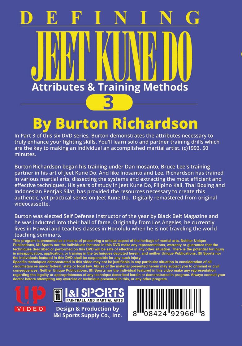 Defining Bruce Lee Jeet Kune Do #3 Attributes & Training DVD Burton Richardson