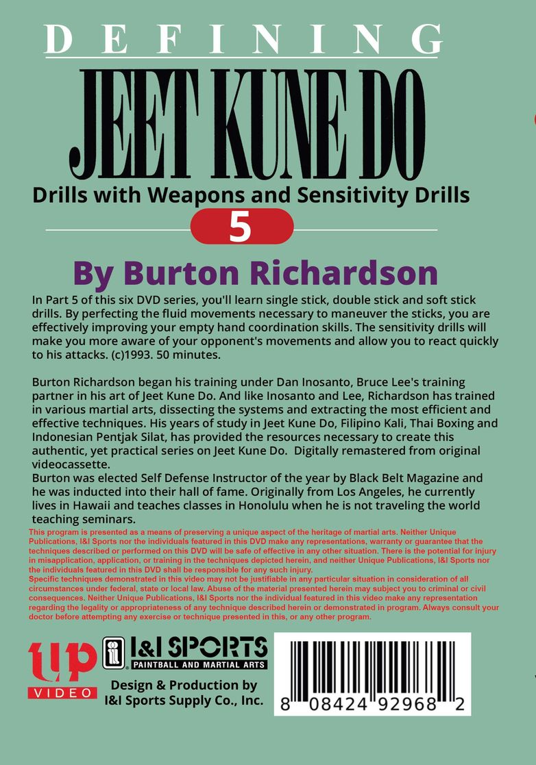 Defining Jeet Kune Do #5 Weapons Bruce Lee Fighting Skills DVD Burton Richardson