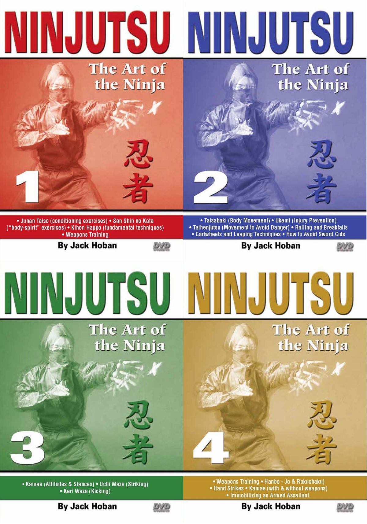 4 DVD SET Ninjutsu Art of the Ninja Secret Techniques - Jack Hoban