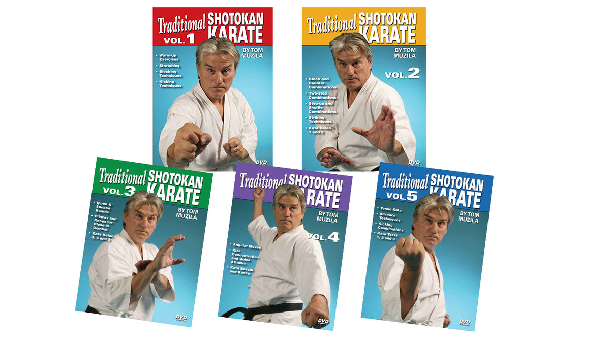 5 DVD SET Traditional Shotokan Karate kumite, katas, strikes attacks Tom Muzila