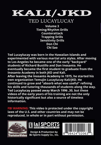 Ted Lucaylucay Kali Escrima Jeet Kune Do JKD DVD #3 counters trapping don chi