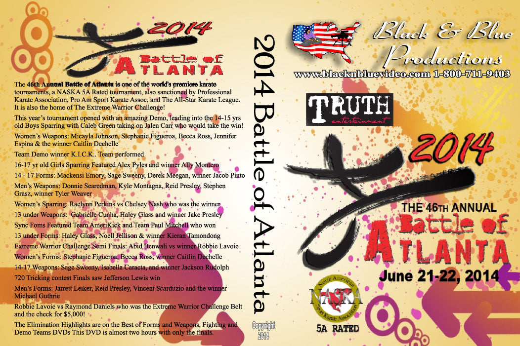 2014 Battle of Atlanta Karate Martial Arts Championship Tournament DVD NASKA 5A