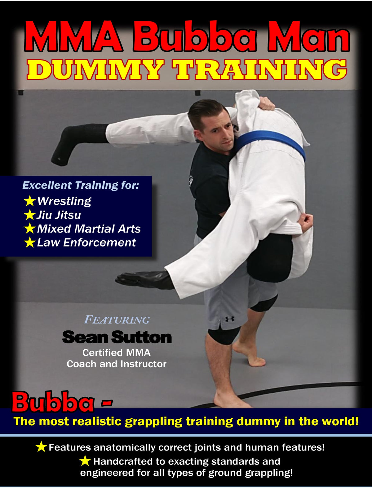 Sutton MMA Bubba Grappling Man Dummy Training DVD jiu jitsu judo wrestling