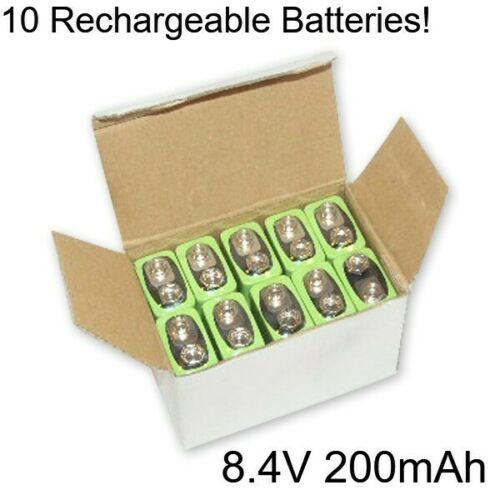 10 Generic 9v 200mAh NiMH Rechargeable Batteries 8.4v Bulk Lot Ni-MH MR200F