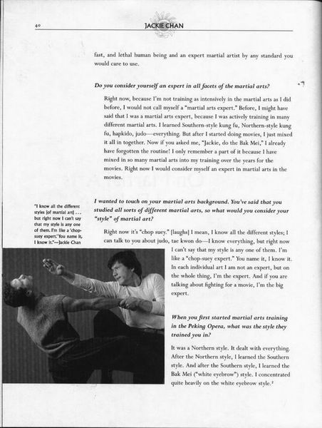 Jackie Chan From Best of Inside Kung Fu Book by John Little & Curtis Wong
