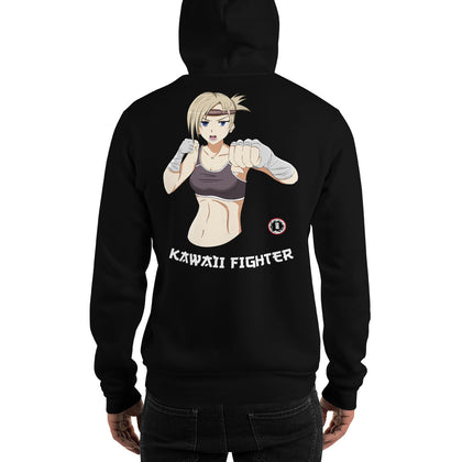 AT2605A Anime Girl "Kawaii Fighter" Martial Arts HOODIE Black Sweatshirt