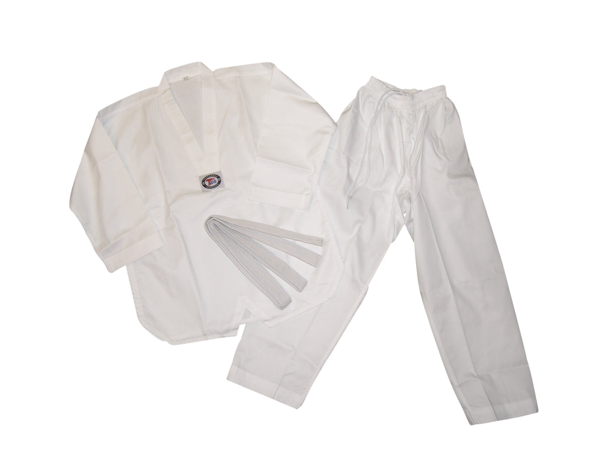 WHITE Taekwondo V-Neck Uniform Gi