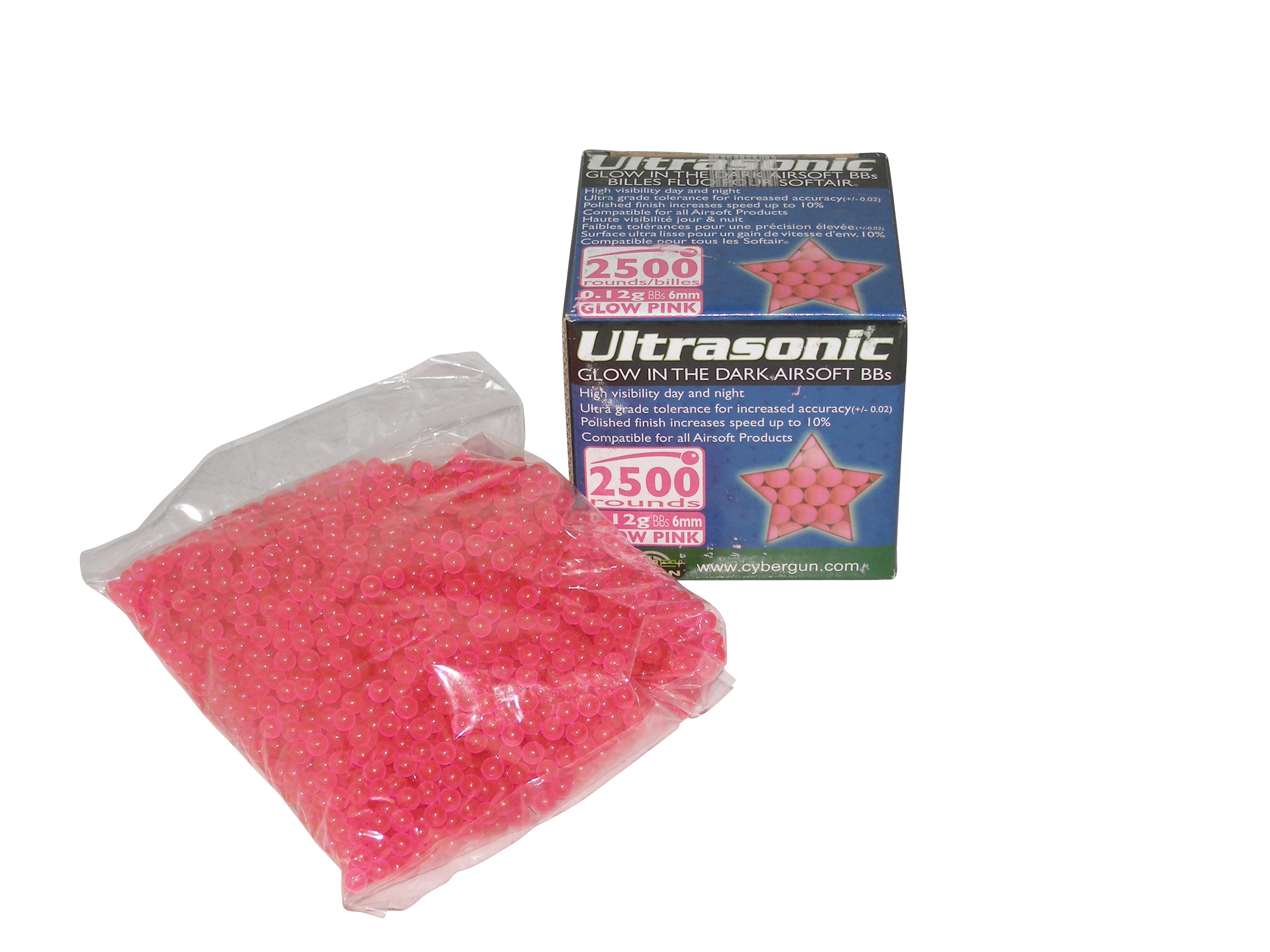 Airsoft Ultrasonic Super Bright Pink  .12g BBs 2500 cybergun night soft air